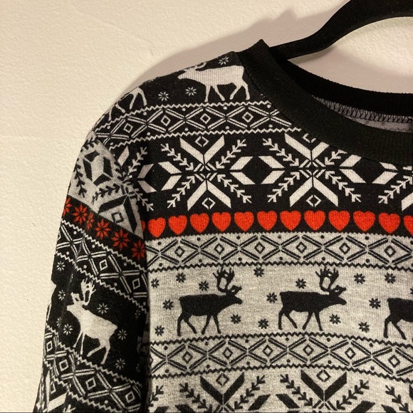 Ugly Christmas Sweatshirt Reindeer Fair Isle-Style Large EUC - Picture 2 of 8